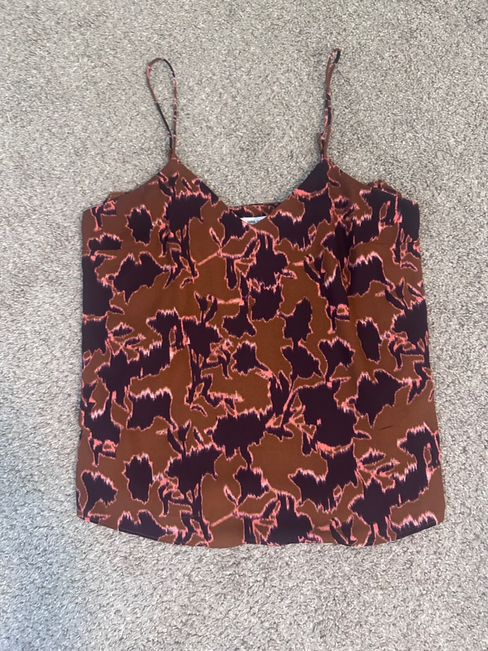 Womens Size Small Nine West Brown Printed Sleeveless Blouse